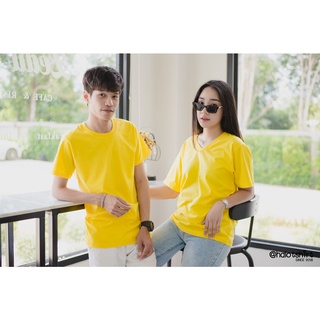 halotshirt เสื้อยืดสีพื้น เสื้อยืดสีพื้นผู้ชาย เสื้อยืดสีพื้นผู้หญิง เสื้อยืด เสื้อยืดแขนสั้น สีเหลือง