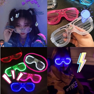 🔥🔥🔥แว่นตาเรืองแสง ""มีหลอดไฟ LED"" แว่นตาเรืองแสง คริสต์มาส แว่นสงกรานต์ Luminous glasses