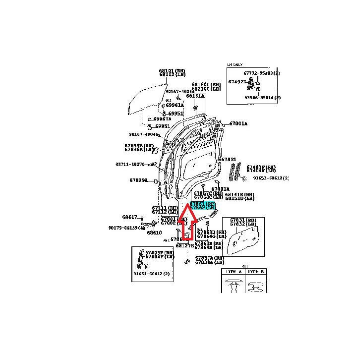 ยางขอบประตูหน้า ของเทียม TOYOTA LH112 หัวจรวด ((Spa-67861-95J05/Spa-67862-95J05) Chiraauto