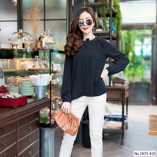 Maristar : No.1973 เสื้อแขนยาวสีพื้น | Solid Long Sleeve Blouse