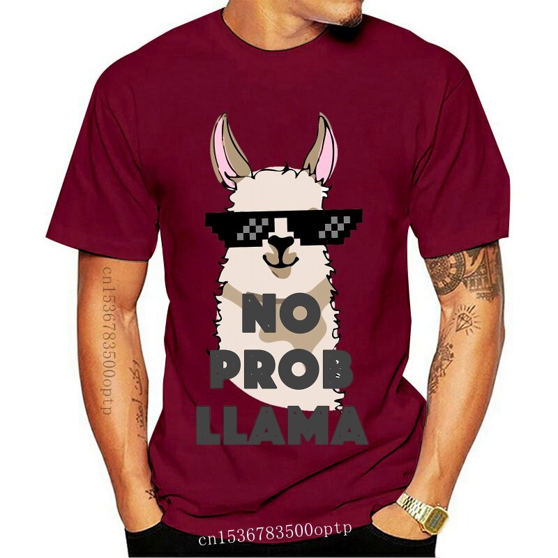 เสื้อยืดผู้ชายเสื้อยืด No Prob Llama No Drama Mama เสื้อ Alpaca Llamacorn Tee เสื้อ-RT Wo shirtsO-คอ