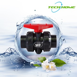 WF True Union Ball Valve UPVC {Handle Red Color} # (ANSI Fitting) Size 1-2"-4"