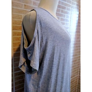 เสื้อยืดไซส์ใหญ่ เปิดไหล่ เทา Eagle