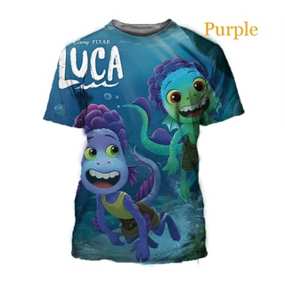 เสื้อยืดแขนสั้นลําลอง พิมพ์ลาย Luca Pixar 3 มิติ น่ารัก สําหรับผู้ชาย และผู้หญิง 2021