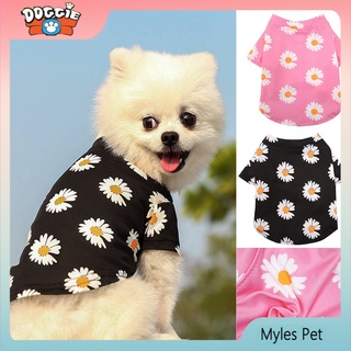 ★〓Myles Pet〓★ เสื้อยืดแขนสั้นพิมพ์ลายดอกเดซี่สําหรับสัตว์เลี้ยงสุนัขแมว