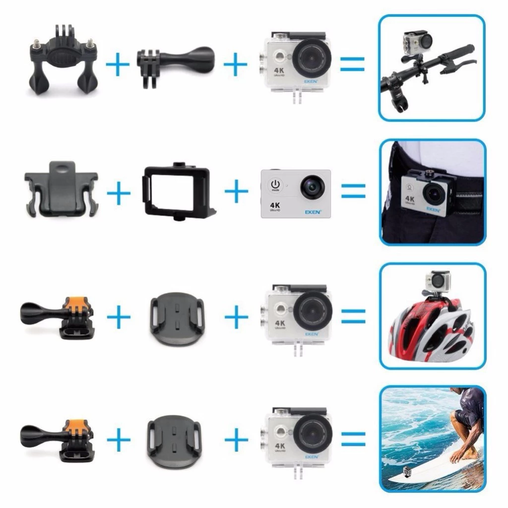EKEN H9R Aciton Camera กล้องติดหมวก กล้องติดหมวกกันน็อค กล้องโกโปร 4K สีดำ พร้อมรีโมท (ของเเท้ 100%) thumbnail 9