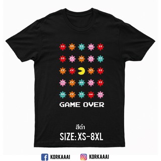 เสื้อยืดผู้ชายเสื้อยืด COVID GAME OVER T-SHIRTเสื้อยืดแขนยาวผู้ชาย xxl เสื้อยืดโอเวอร์ไซส์ผู้ชาย เหมาะสำหรับผู้ชายพลั