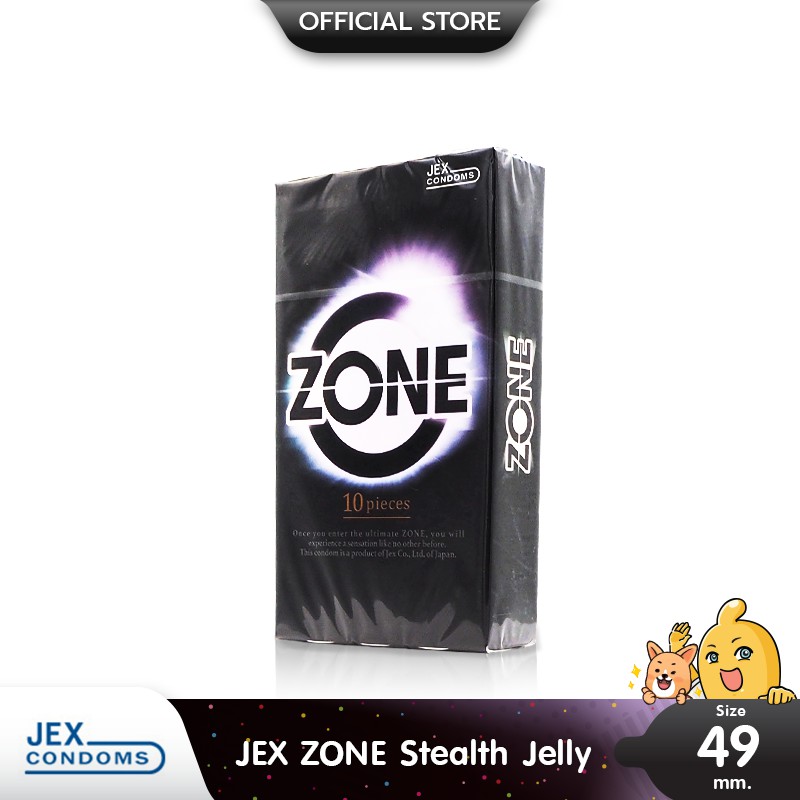 Jex Zone Stealth Jelly ถุงยางญี่ปุ่น แบบบางพิเศษ 0.01-0.02 เจลหล่อลื่น 2 เท่า ขนาด 49 มม. บรรจุ 1 กล