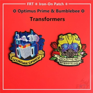 Transformers: แผ่นแพทช์ Optimus Prime &amp; Bumblebee Iron-On Patch Diy สําหรับใช้ในการเย็บปักตกแต่งเสื้อผ้า 1ชิ้น