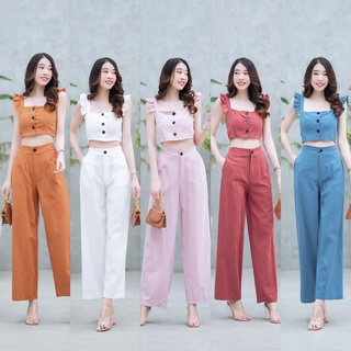 hbstation.shop เสื้อผ้าผู้หญิง ชุด Set 2 ชิ้น  สีส้ม ขาว ชมพู แดง ฟ้า พร้อมส่ง