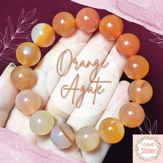 CupidSister สร้อยข้อมือหิน อาเกตสีส้ม  Orange Agate กำไลหินนำโชค กำไลหินมงคล สร้อยข้อมือหินนำโชค หินแท้ 100% ขนาด 14 มิล