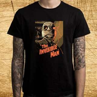 เสื้ เสื้อยืดลําลอง ผ้าฝ้าย แขนสั้น พิมพ์ลายโลโก้ภาพยนตร์ The Invisible Man สไตล์วินเทจ สําหรับผู้ชายS-5XL