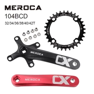 MEROCA CX FKQB จักรยาน crankset จักรยานเสือภูเขาสแควร์รูข้อเหวี่ยง 104BCD สําหรับ MTB 170mm32/34/36/38/40/42T โซ่ล้อจักรยานข้อเหวี่ยง