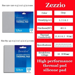 Zezzio แผ่นซิลิโคนระบายความร้อนหลายขนาด 12.8W/MK สําหรับ Cpu/Gpu Card