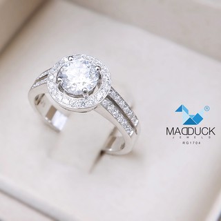 Madduckjewels แหวนเงินแท้ เพชร CZ ชุบโรเดียม RG1704