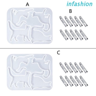 Inf แม่พิมพ์ซิลิโคนเรซิ่น อีพ็อกซี่ รูปการ์ตูนแมว 3D สําหรับทําเครื่องประดับ พวงกุญแจ DIY