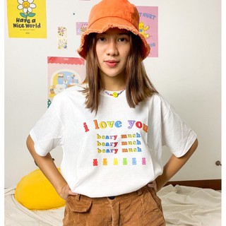 Live209# เสื้อขาว “หมีชิว” S-XXL อก 32-50 สไตล์เกาหลี Dream Big Tshirt โอเวอร์ไซน์ สาวอวบใส่ได้ สีขาว คอกลม เเฟชั่น