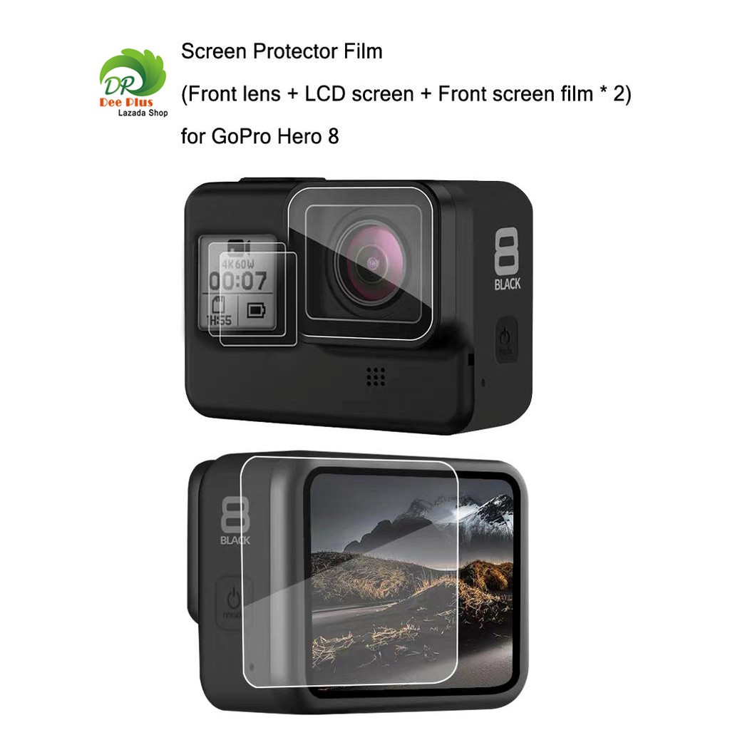 ฟิล์มกันรอยFilm(เลนส์หน้าและหน้าจอด้านหลัง)สำหรับ GoPro Hero 8(แบบใส)/Screen Protector Film(Front le