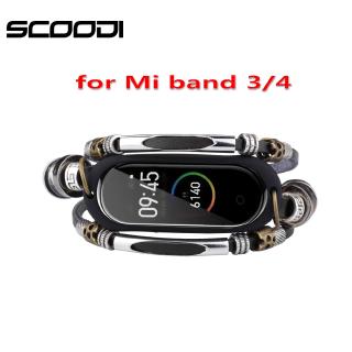 สายนาฬิกาข้อมือหนังสําหรับ for xiaomi mi band 4 mi band 3