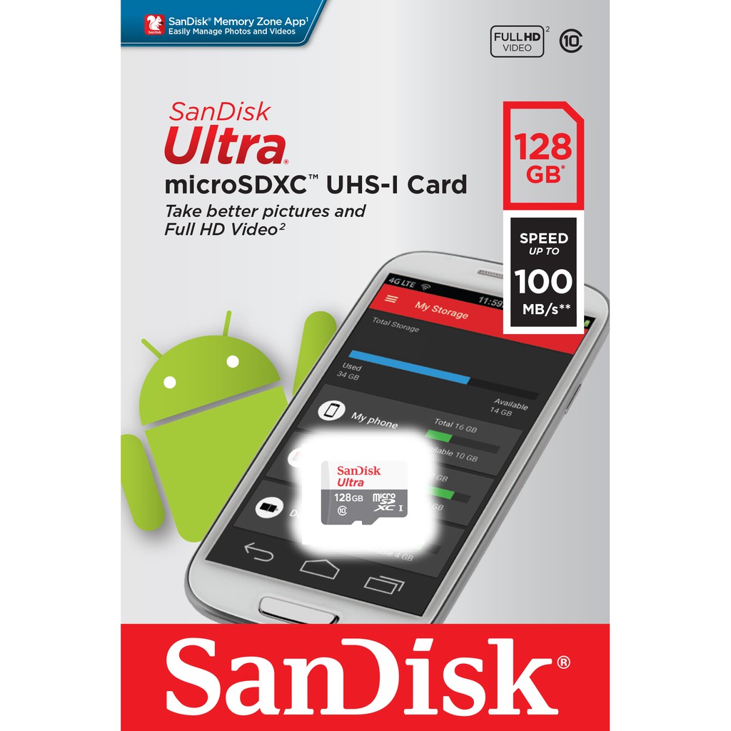 SanDisk Ultra Micro SDXC 128GB UHS-I CLASS 10 (SDSQUNR_128G_GN6MN)  ความเร็วในการอ่านสูงสุด 100 MB/วินาที | Shopee Thailand