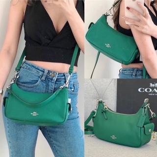 🎀 (สด-ผ่อน) กระเป๋า สีเขียว 9.5 นิ้ว C7222 PENNIE SHOULDER BAG 25 SILVER/GREEN