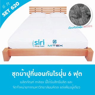 ผ้าปูที่นอนกันไรฝุ่น 6 ฟุต + ปลอกหมอนกันไรฝุ่น 2 ชิ้น SET 620 Mitex By Siri Allergy Guard