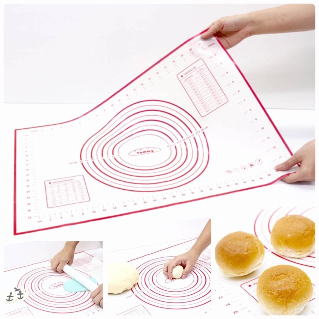 Silicone Baking Mat แผ่นรองอบซิลิโคน+ ไฟเบอร์กลาสใช้รองอบและนวดแป้งขนมปัง ขนาด 40*60 cm