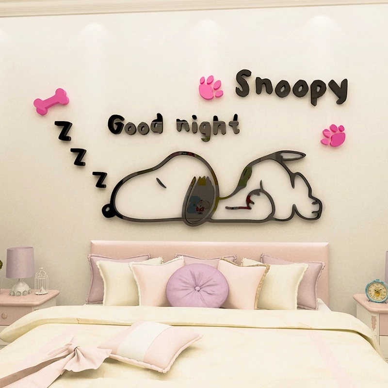 【DAORUI】สติกเกอร์อะคริลิค ลายการ์ตูน Snoopy 3 มิติ สําหรับติดตกแต่งผนังห้องนอนเด็ก ห้องนั่งเล่น