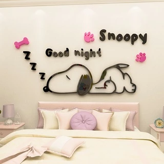 【DAORUI】สติกเกอร์อะคริลิค ลายการ์ตูน Snoopy 3 มิติ สําหรับติดตกแต่งผนังห้องนอนเด็ก ห้องนั่งเล่น
