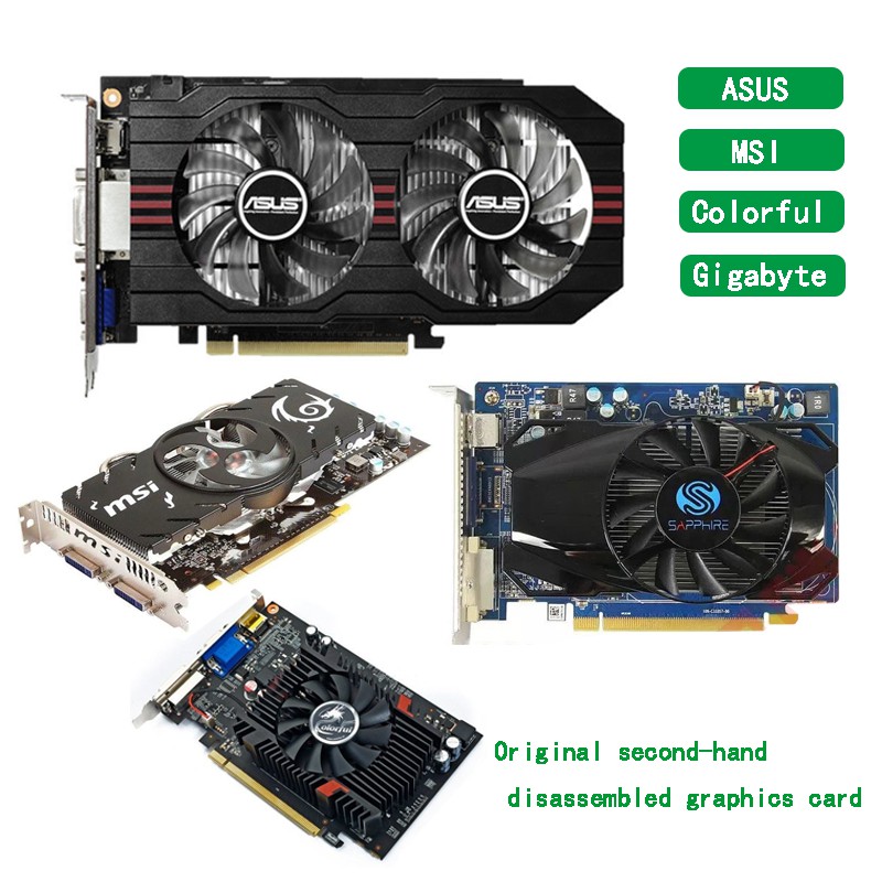 ใช้ ASUS สีสันสีแดง MSI Gigabyte กราฟิกการ์ด GT210 8600GT GTS250 GT610 GTS450 GTX650 PCI E กราฟิกการ