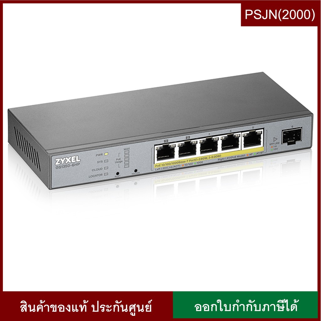 Zyxel 5-port GbE Smart Managed PoE Switch with GbE Uplink (GS1350-6HP)