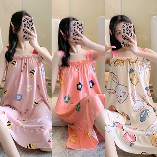 [พร้อมส่ง] ชุดนอน princess dress แขนกุด เดรส ชุดนอนลําลอง แบบบาง ทรงหลวม ลายการ์ตูนน่ารัก แฟชั่นฤดูร้อน สไตล์เกาหลี สําหรับผู้หญิง และนักเรียน