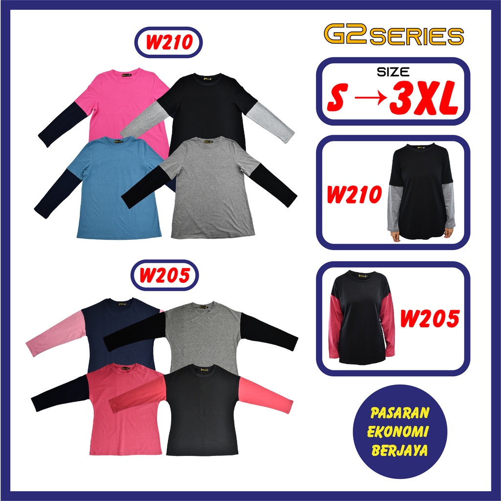 BAJU TSHIRT WANITA DEWASA LENGAN PANJAANG /LONG SLEEVE WOMEN TSHIRT /TSHIRT LEHER BULAT/ ผู้ใหญ่ TSH