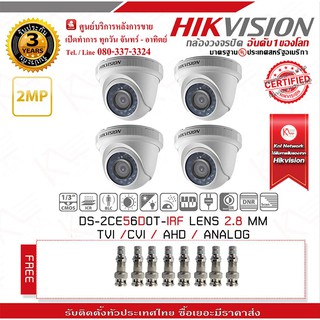 กล้องวงจรปิด Hikvision 4in1 รองรับ 4 ระบบ(TVI/CVI/AHD/ANALOG) ความละเอียด 2 MP(1080P)