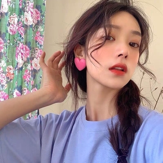 ต่างหูแบบติดหูรูปดอกกุหลาบสีแดงน่ารัก