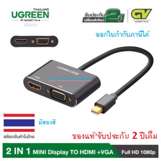 UGREEN มี2สี⚡️FLASH SALE⚡️(ราคาพิเศษ) Mini Display TO HDMI+VGA 20421 20422 -รับประกัน 2ปี
