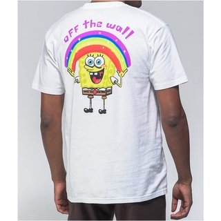 [S-5XL]เสื้อยืด พิมพ์ลาย Vans X SpongeBob SquarePants สีขาว สําหรับผู้ชาย