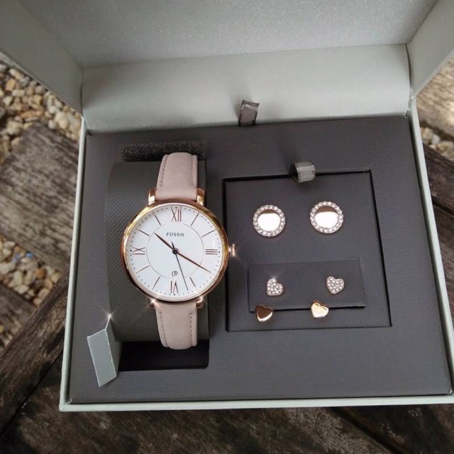 พร้อมส่งที่ไทย🎀 FOSSIL Jacqueline White Dial Ladies Watch Gift Set ขนาด36mm.