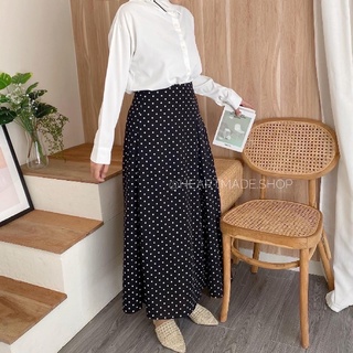 polka dot skirt (กระโปรงลายจุดซิปข้างพร้อมซับใน)