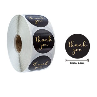 &lt;พร้อมส่ง&gt; สติ๊กเกอร์ Thank you  500 ดวง Thank you Sticker โทนดำพิมพ์ทอง