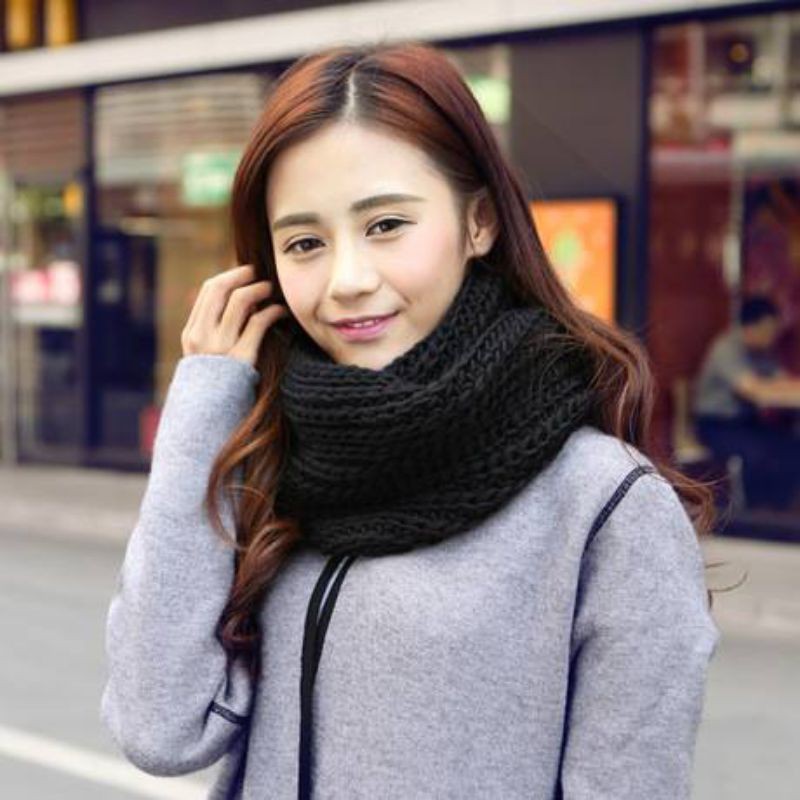 พร้อมส่ง ผ้าพันคอไหมพรมโดนัท