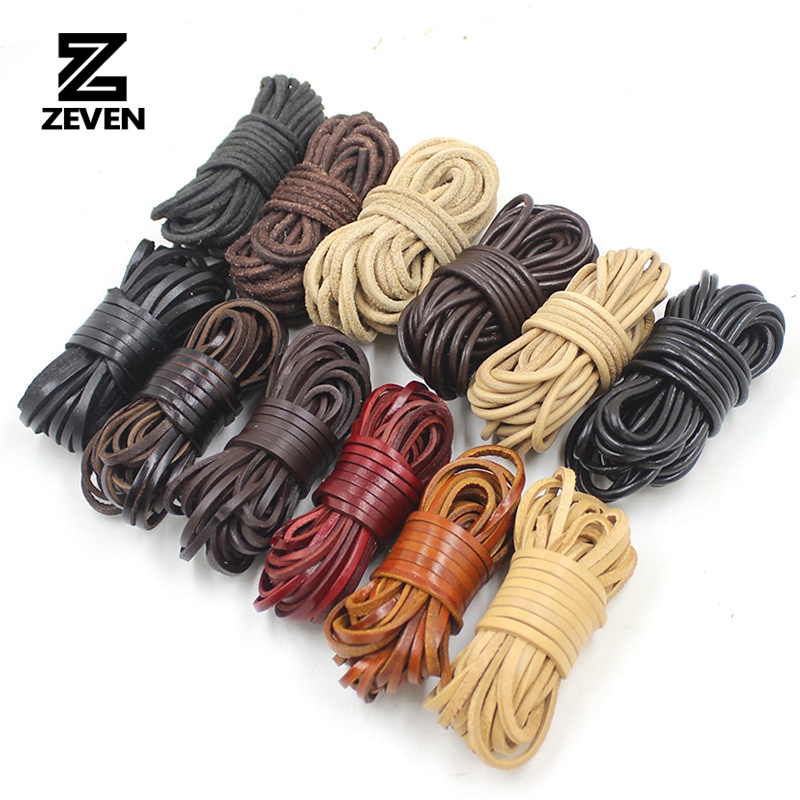 5 เมตรคุณภาพสูงสายหนังแท้ 3 มม.รอบ/แบน Strand หนังวัวเชือก Fit สร้อยคอสร้อยข้อมือ DIY เครื่องประดับ
