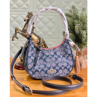 พร้อมส่งแท้💯COACH KLEO HOBO IN SIGNATURE CHAMBRAY C8163