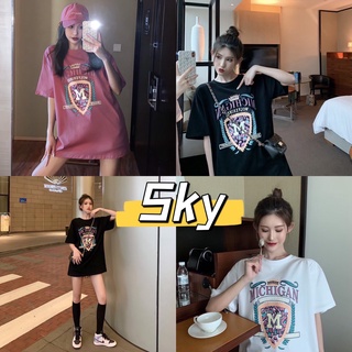 Skyเสื้อยืด💕 Michigan💕 สไตส์เกาหลี เสื้อยืดงานดี หลากสี เนื้อนุ่ม ลายสกีน J1009