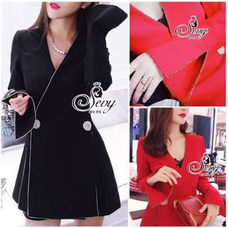 Smart casual long sleeve suit jacket mini dress