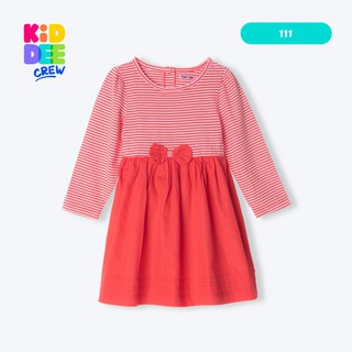 KiddeeCrew ชุดกระโปรงเด็กสuแดง โบว์ตรงกลาง Dress red เหมาะสำหรับอายุ 12เดือน -24 เดือน