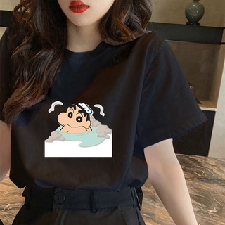 CX เกาหลีบวกเสื้อยืดขนาดคอกลมญี่ปุ่นมังงะ Crayon Shinchan รูปแบบการออกแบบพิมพ์เสื้อยืดขนาดใหญ่ส &gt;.L