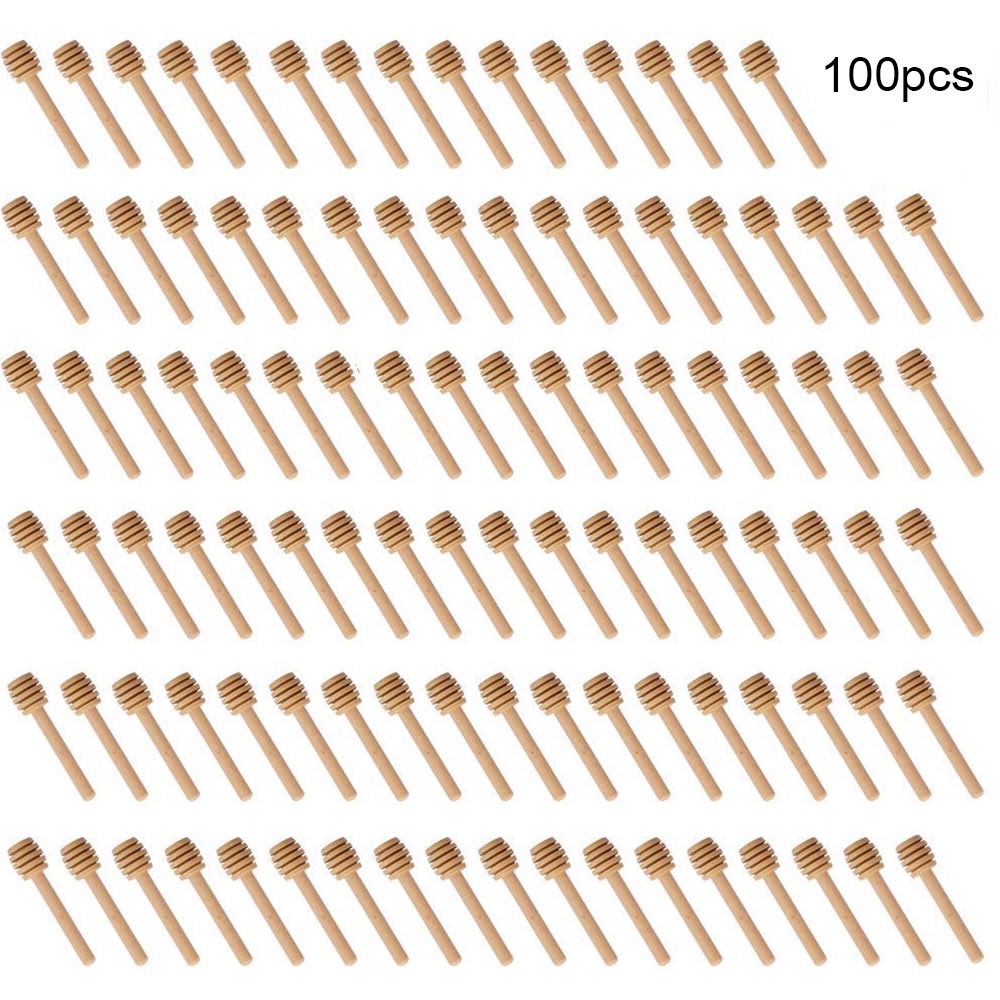 ไม้คนผึ้งไม้ 100 ชิ้น - แท่งผสมคุณภาพสูงสำหรับกระปุกน้ำผึ้ง, ช้อนยาว, และเครื่องมือในครัว