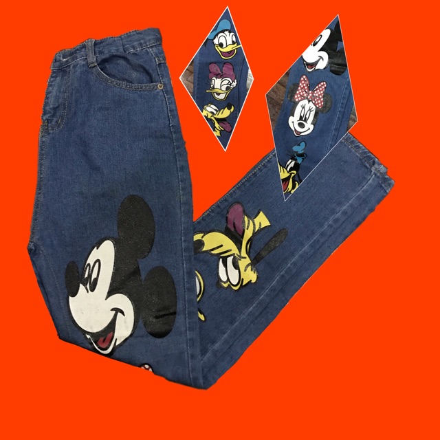 กางเกงยีนส์เพ้นท์ลาย Mickey mouse 🍟