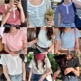 Somedays_closet l🌷พร้อมส่ง🌷 Taeri shirt เสื้อยืดแขนสั้นสไตล์มินิมอลแบบเกาหลี งานtimelessใส่ได้ตลอดไม่มีตกเทรนด์